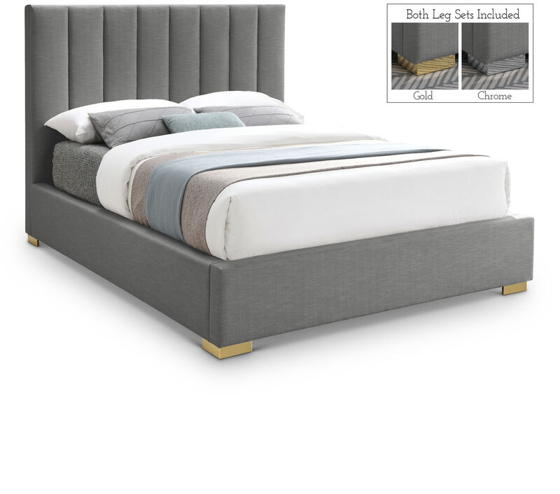 Meridian Furniture Pierce Grey Linen Textured Fabric King Bed image number 0