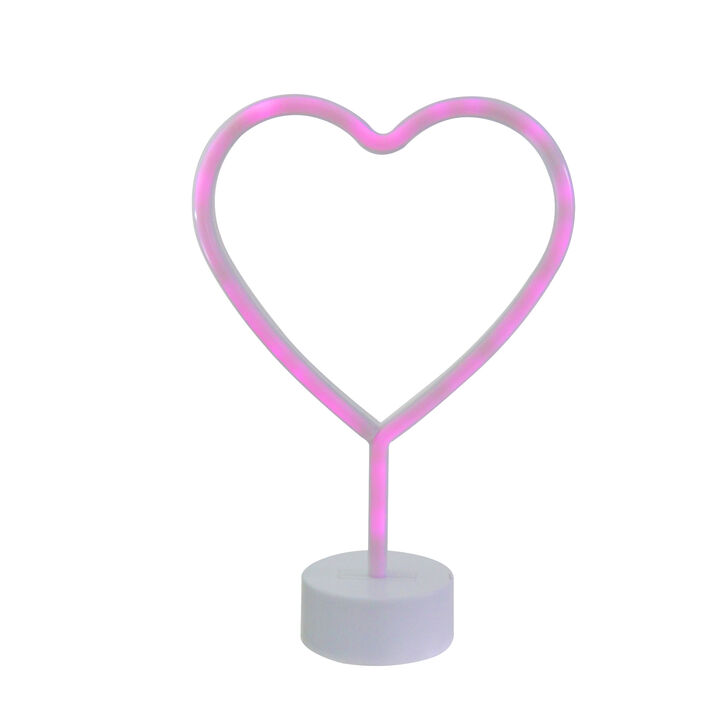 11.5" Pink Heart LED Neon Style Valentine's Day Table Sign