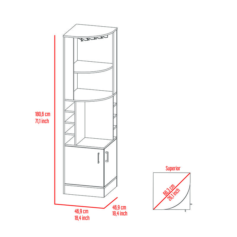 DEPOT E-SHOP Egina Corner Bar Cabinet, Two External Shelves , White