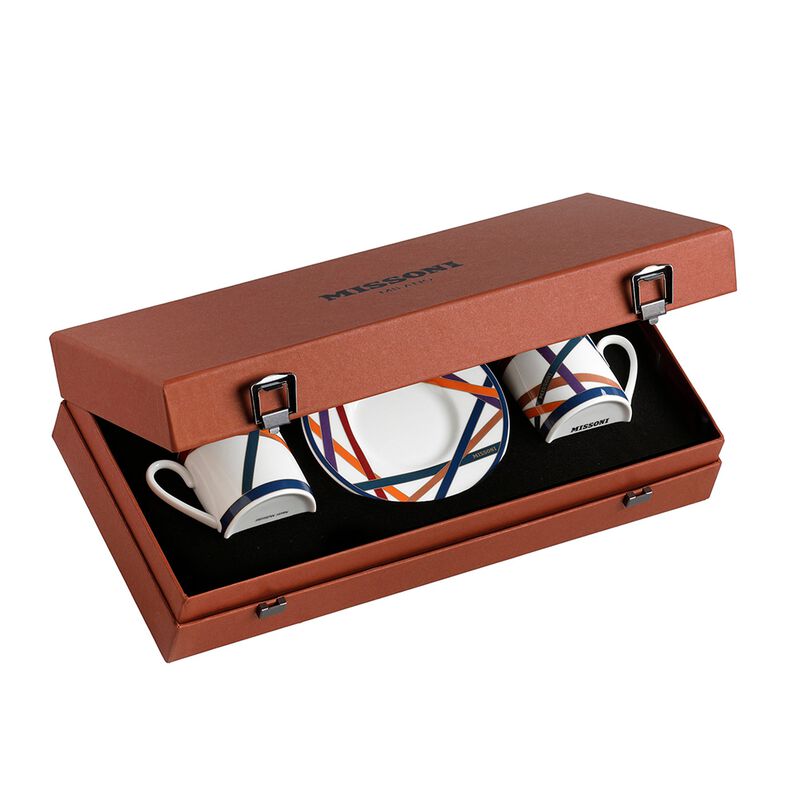 Coffee Cup & Saucer NASTRI MULTICOLOR Set of 2, cup diam. 2.36", H 2.4", saucer diam. 4.72" image number 0