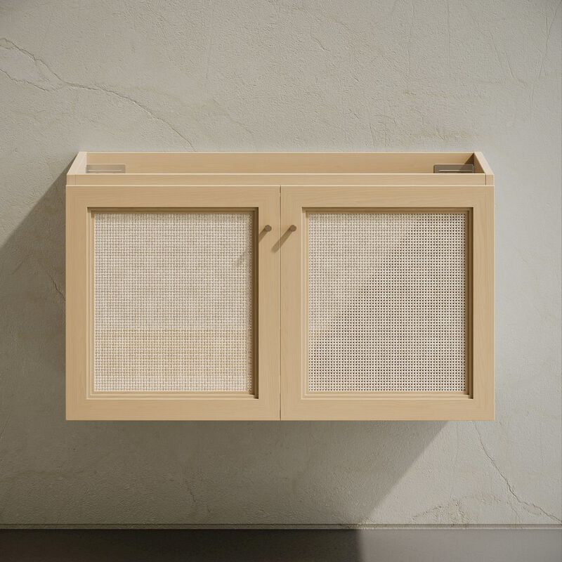 Classe 36" Wall-Mounted Bathroom Vanity in Natural Oak without Sink Top image number 3