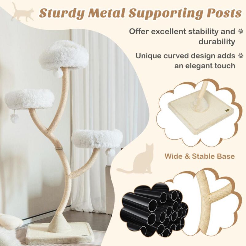 Hivvago 70 Inch Tall Cat Tree 4-Layer Cat Tower with 3 Perches and Dangling Balls