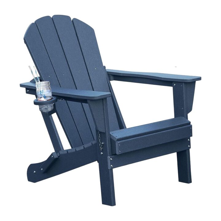 Hivvago Folding HDPE Adirondack Chair with Cup Holder