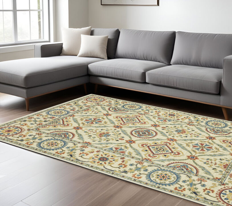 HomeRoots And Burnt Oriental Runner Rug With Fringe