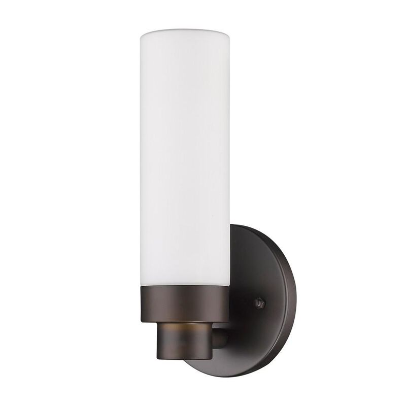 Hivvago Bronze Wall Light with Narrow Frosted Glass Shade