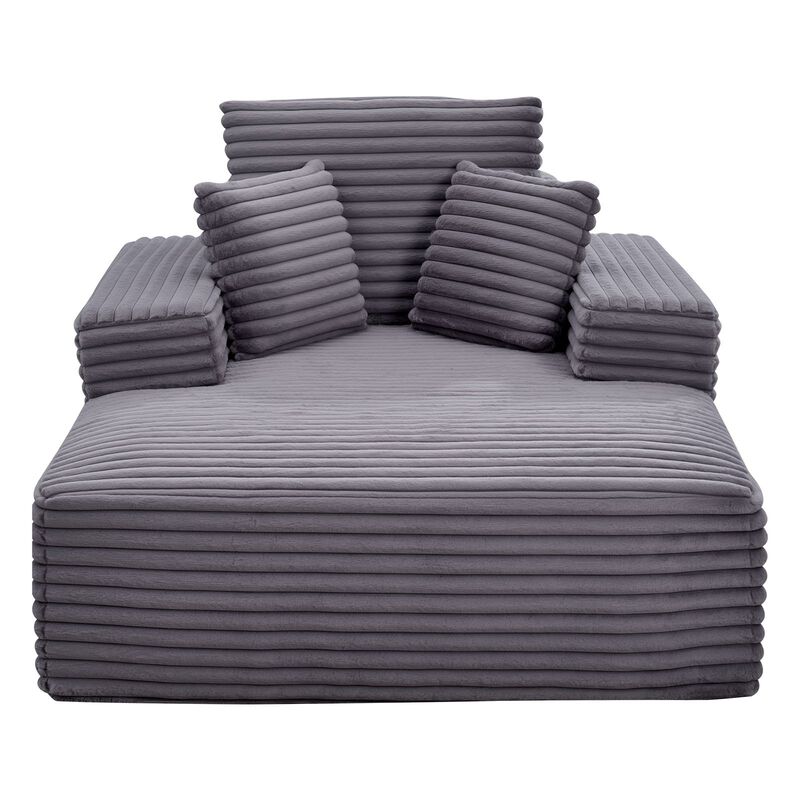 Indoor Chaise Lounge Chair, Modern Deep Seat Sofa with Armrests & Throw Pillows image number 0