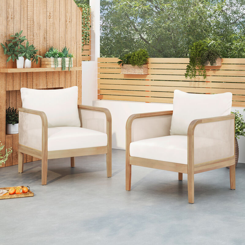 Merax (Set of 2) Outdoor Acacia Wood Patio Club Chair