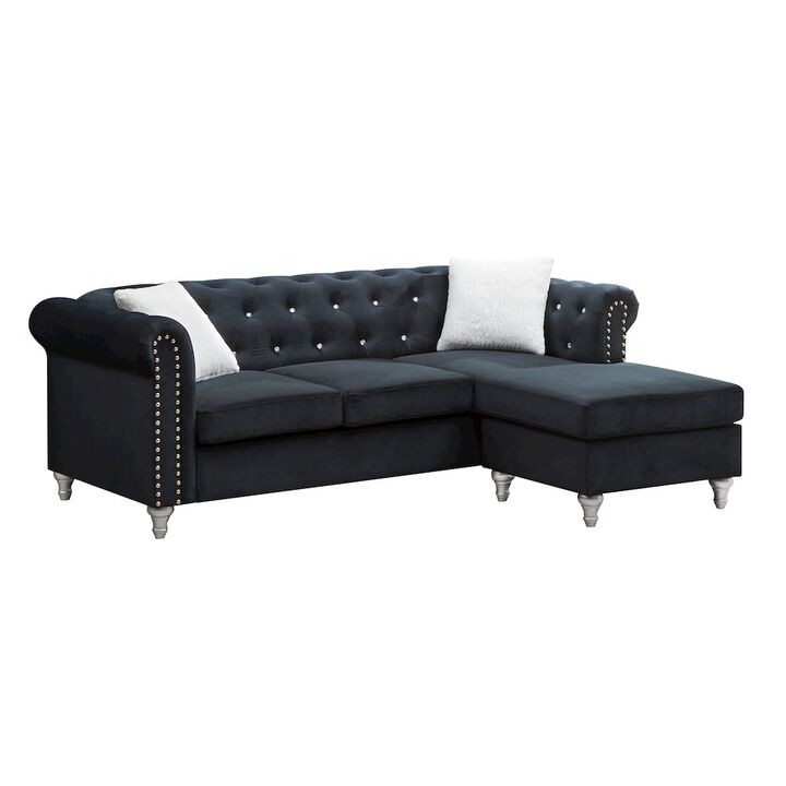 Glory Furniture Raisa Sofa Chaise in Black Color
