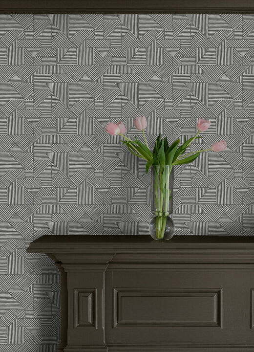 Crescendo Dark Grey Block Geometric Wallpaper (Set of 2)
