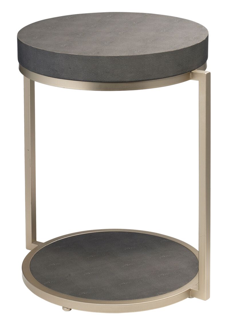 Chester Grey Faux Shagreen Round Side Table