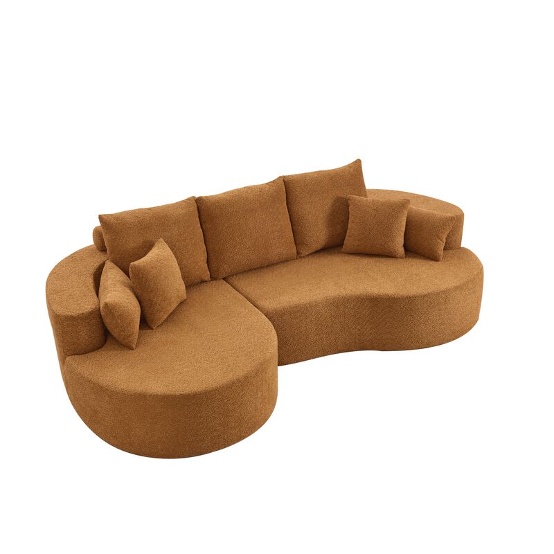 Christopher Knight Home Edana 106" Modern Cozy Upholstered 4 Seater Curved Sectional Sofa with 7 Pillows