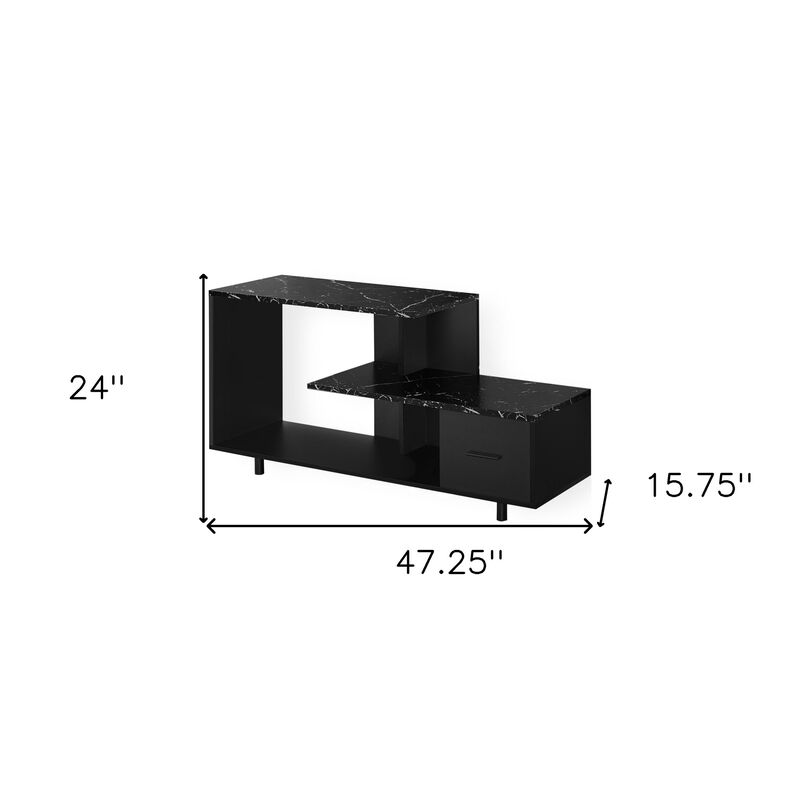 HomeRoots 47" Black Cabinet Enclosed Storage TV Stand image number 4