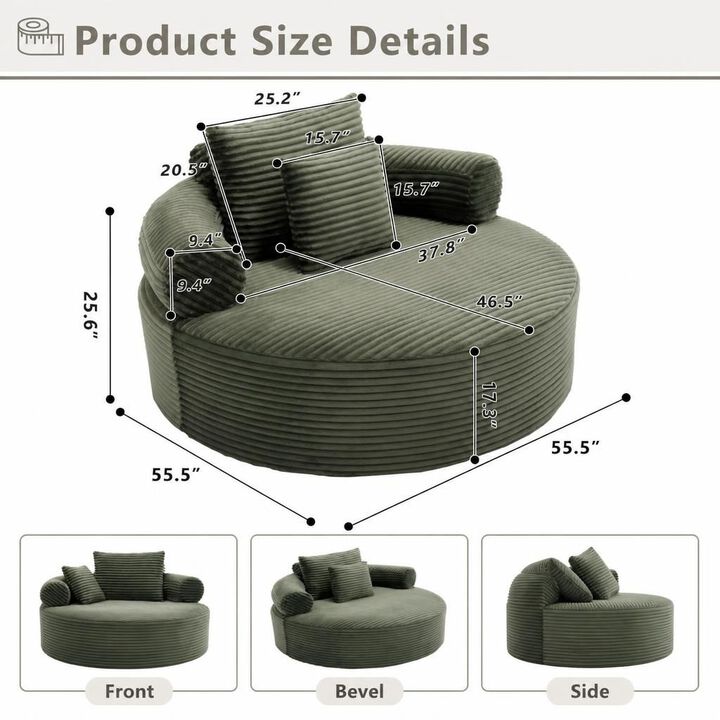 GOODSILO Round Multi-functional Memory Foam Convertible Sofa Bed Sectional Cloud Couch for Small Living Spaces, Apartments and Offices