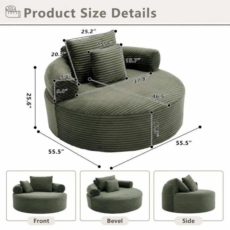 GOODSILO Round Multi-functional Memory Foam Convertible Sofa Bed Sectional Cloud Couch for Small Living Spaces, Apartments and Offices image number 1