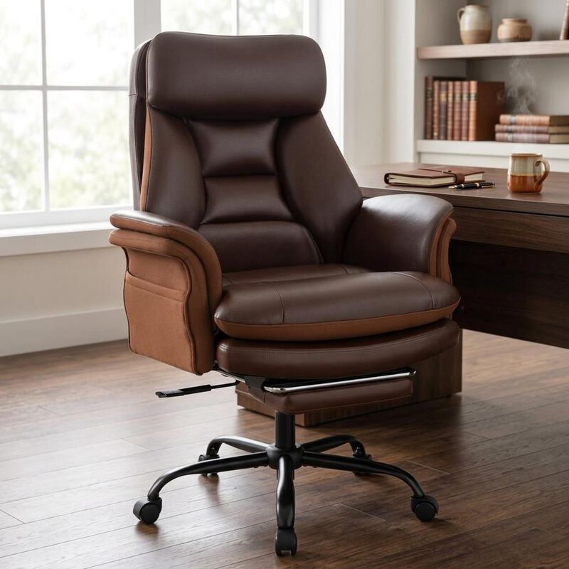 Big and Tall Executive Office Chair 400 lbs Faux Leather Ergonomic Design image number 1