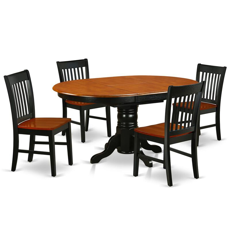 East West Furniture Dining Room Set Black & Cherry, KENO5-BCH-W