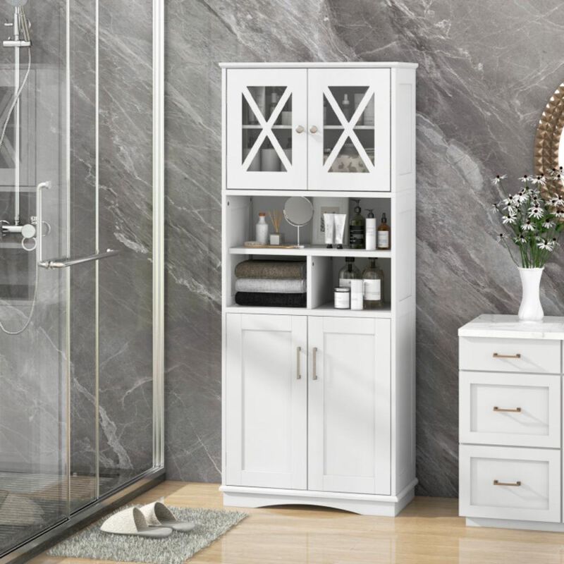 Hivvago Tall Bathroom Cabinet Large Floor Storage Cabinet with Acrylic Doors and 3 Cubes