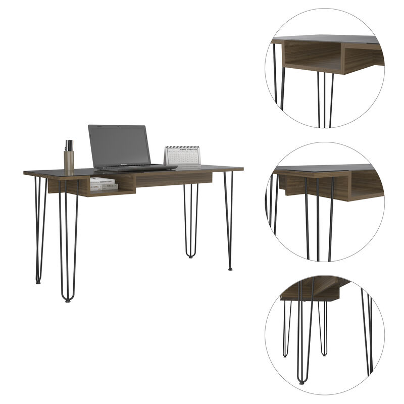 Arizona 140 Writing Desk, Hairpin Legs, One Shelf, Mahogany image number 2