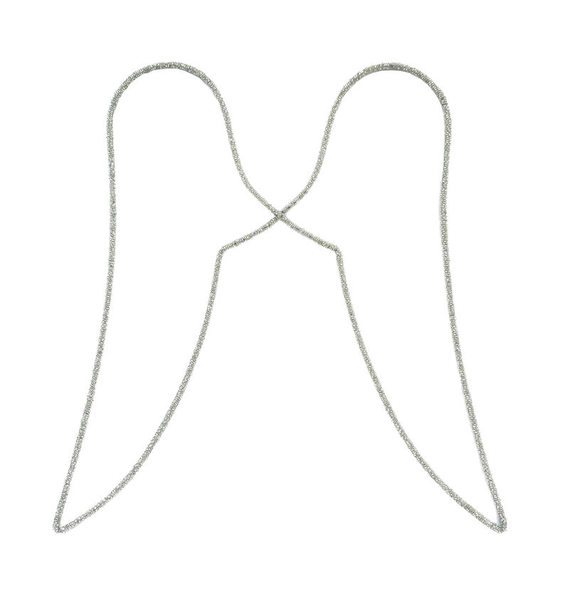 Glass Beaded Metal Angel Wings, Silver Finish image number 0