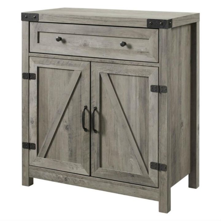 Hivvago Rustic Farmhouse Barn Door Accent Storage Cabinet Grey Wash