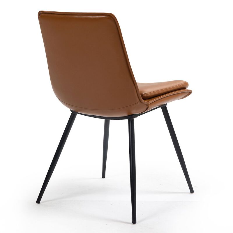 Glamour Home Set of 2 Avalon Cappuccino Faux Leather Dining Chair with Black Metal Legs