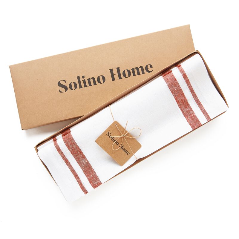 Christmas Linen Placemats 14 x 19 in Set of 4 - French Stripe, Solino Home