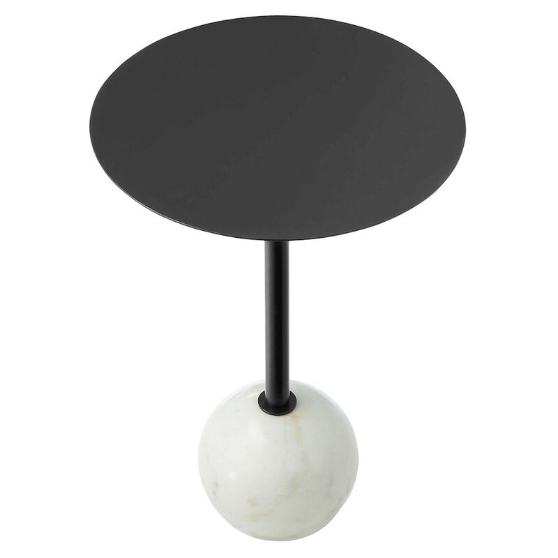 Aliza Round White Marble Side Table image number 4