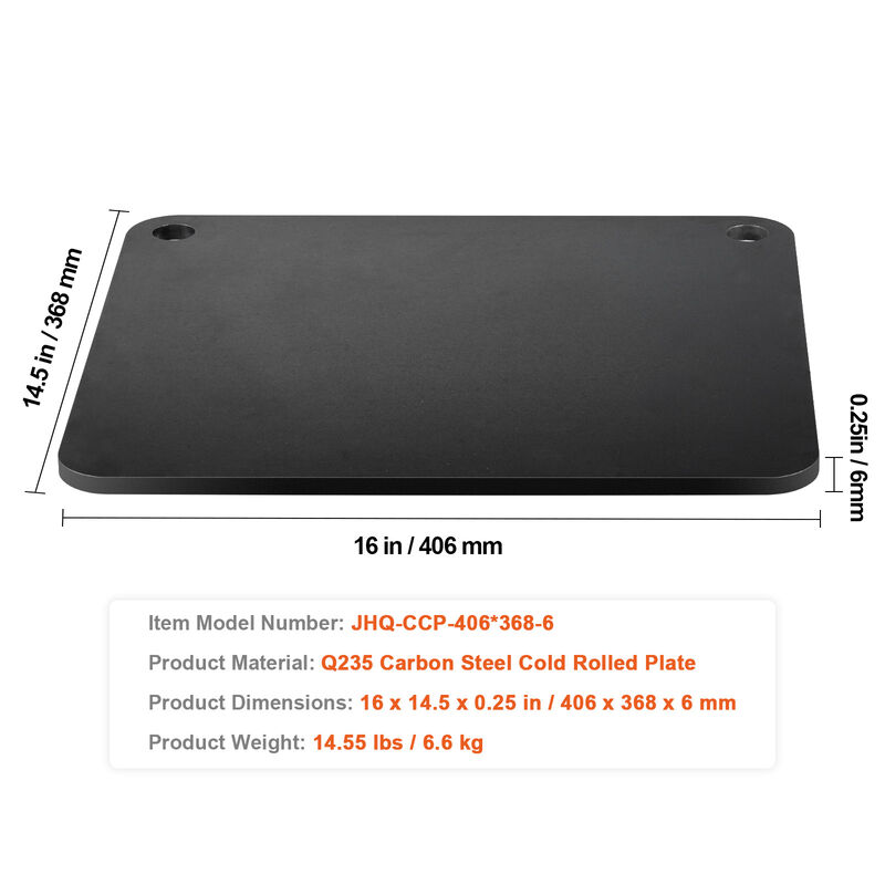 VEVOR Pizza Steel 16"x14.5"x1/4" Pre-Seasoned Carbon Steel Pizza Baking Stone