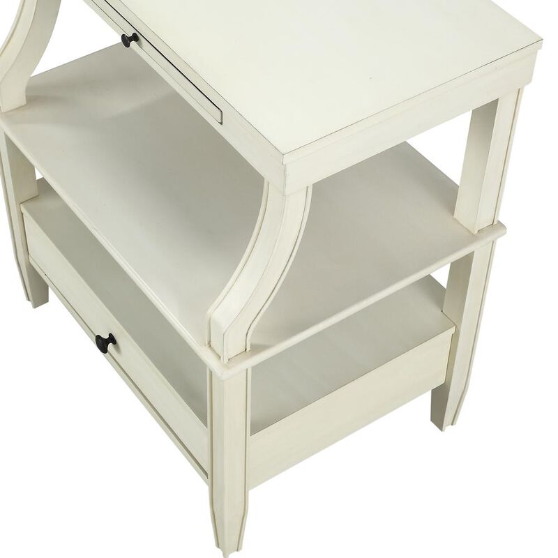 Comfort Pointe Newton Antique White Storage Nightstand