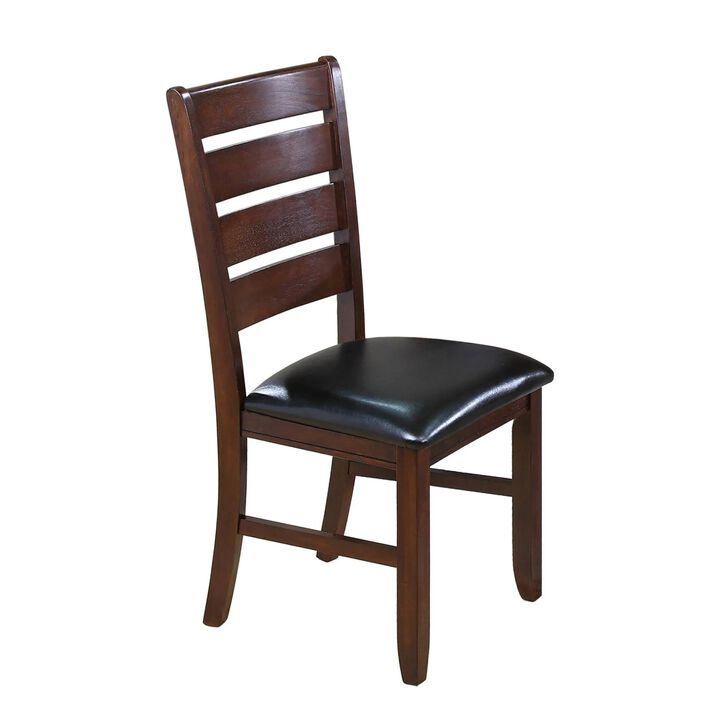 Contemporary Dining Chairs Set of 2  Solid Wood Faux Leather Cushion Side Chairs Kitchen Dining Room Furniture