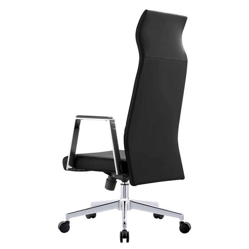 LeisureMod Aleen Modern High-Back Office Chair in Upholstered Leather and Iron Frame with Swivel and Tilt
