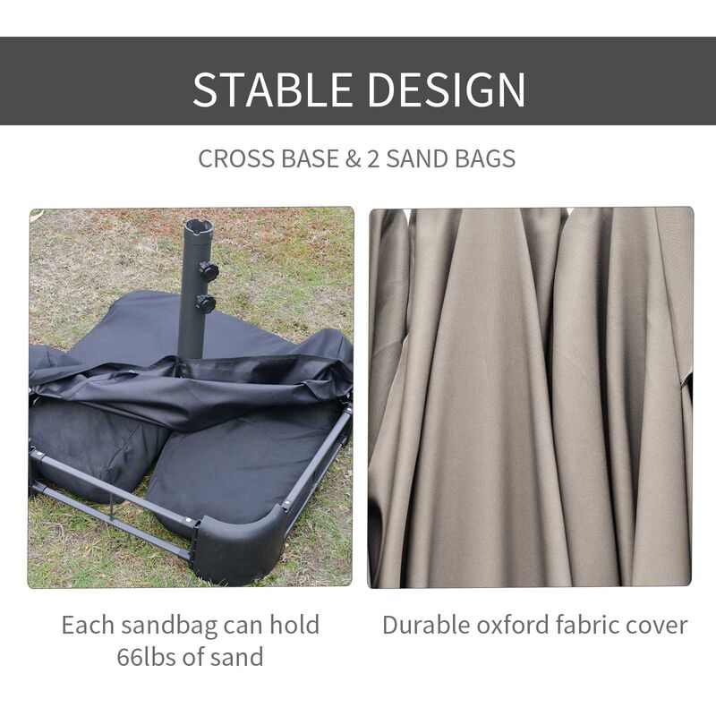 Coffee-Colored Shade: 15ft Rectangular Double-Canopy Patio Umbrella