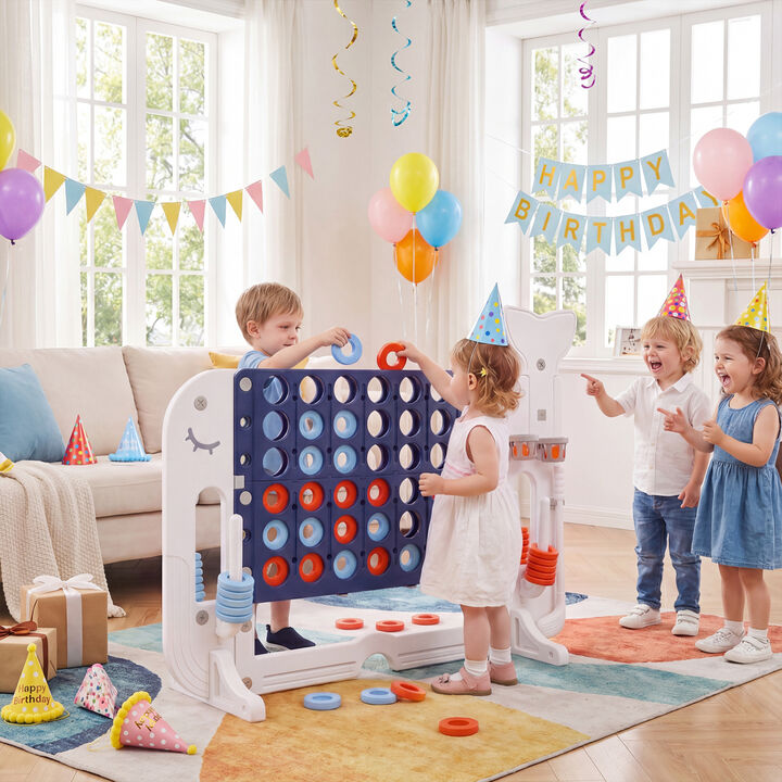 Jumbo 4 to Score Game Set with Ring Toss for Kids and Backyard Play