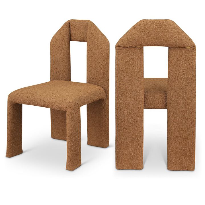 Meridian Furniture Bennett Saddle Boucle Fabric Dining Chair, Set of 2