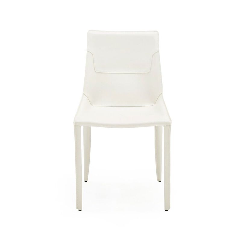 Modrest Halo - Modern Ivory Saddle Leather Dining Chair Set of 2