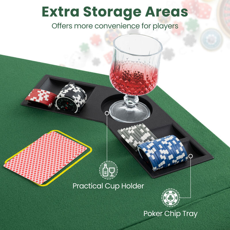Portable 8 Player Poker Table Top with Built In Cup Holders and Chip Trays image number 5