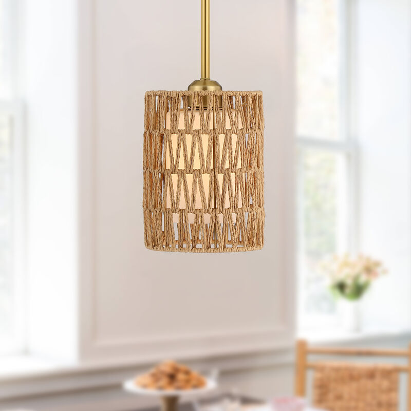 15" Modern Boho Rattan Mini Pendant Light image number 1