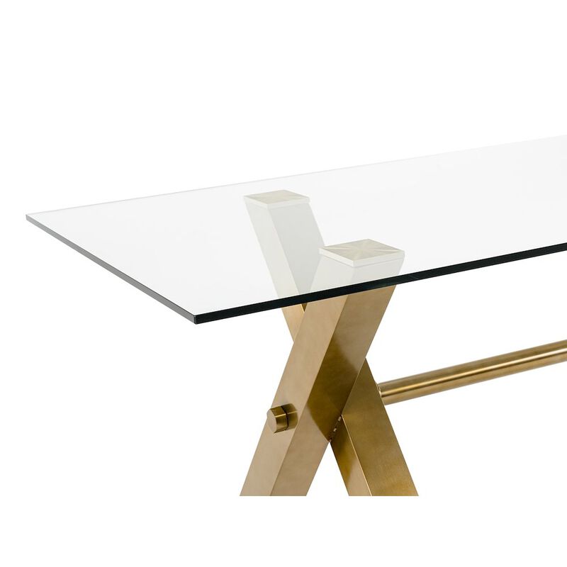 Modrest Dandy - Modern Golden & 15mm Glass Dining Table