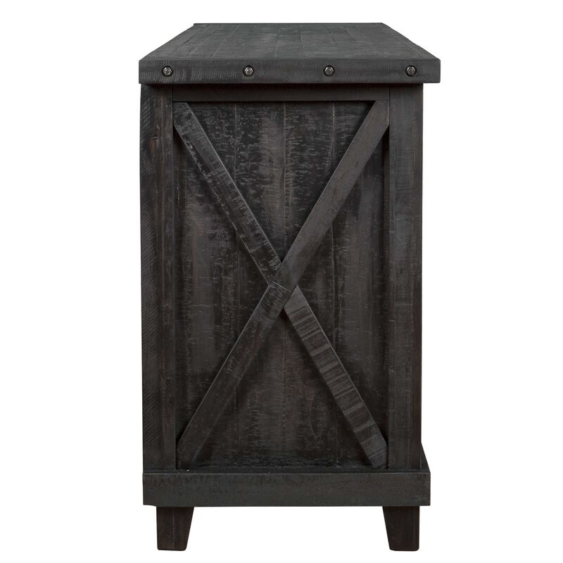 Multi Storage Wooden Sideboard with Two Glass Door Cabinets and Three Drawers, Brown