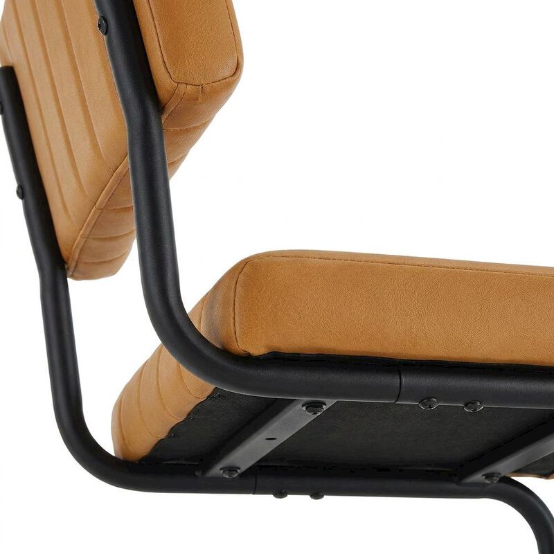 Vegan Leather Dining Side Chair with Cushioned Seat, Black Tan, Set of 2 image number 6