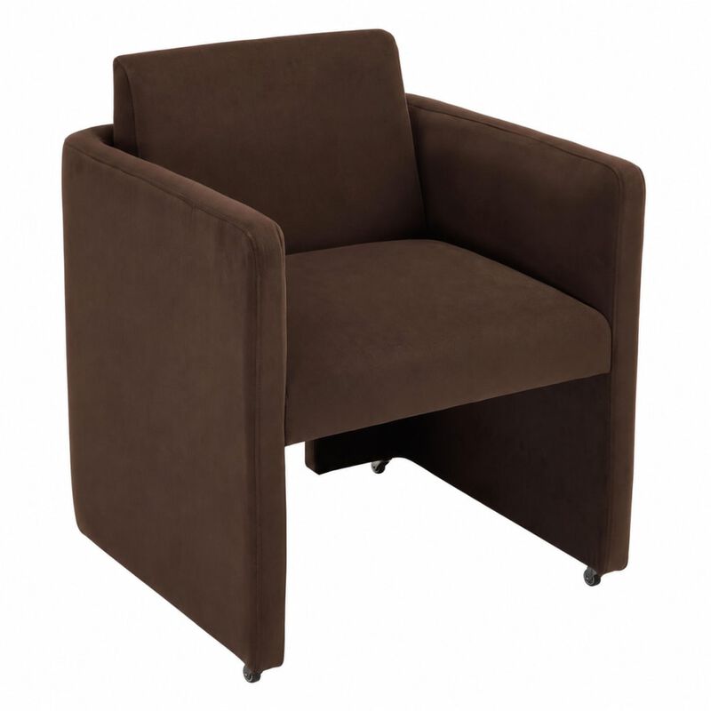 GOODSILO Modern Barrel Upholstered Dining Armchair Comfy Linen Fabric Accent Chair for Living Room, Home Office Reception Use image number 0