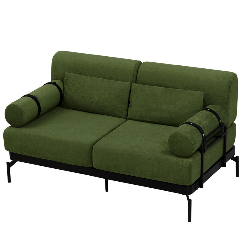 Merax Modern Loveseat Sofa with USB Ports 2-Seater Contemporary Couch with Cylindrical Armrests for Living Room