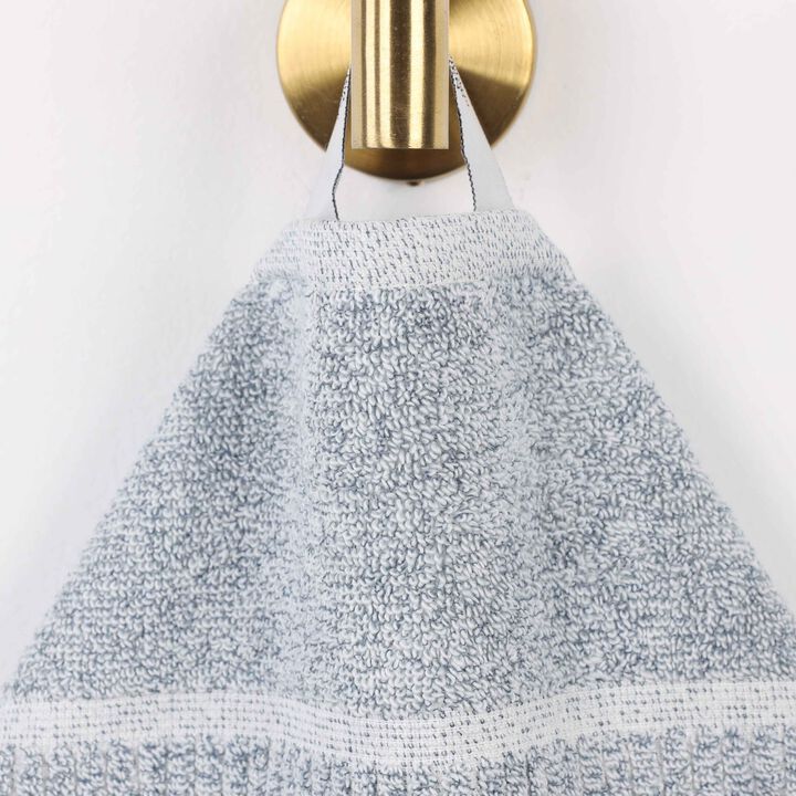 Set of 6 Cotton Blend Hand Towels with Checkered and Ribbed Texture