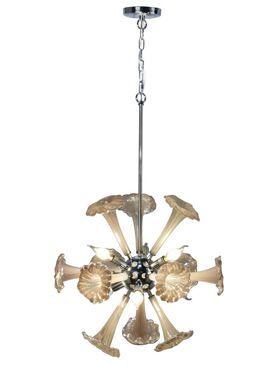 60" Silver Contemporary Yuri 6-Light Floral Polished Chandelier