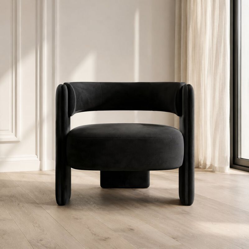 GOODSILO Mid-Century Modern Velvet Accent Chair Comfy Upholstered Single Sofa Armchair for Living Room, Bedroom, Office, and Reading image number 2