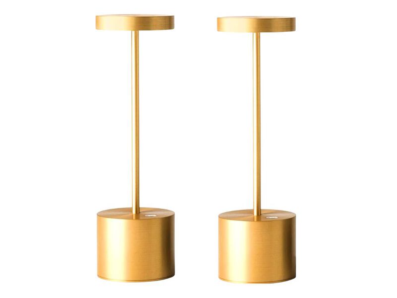 Cordless Rechargeable Table Lamp Set of 2 Portable Dimmable LED Lamp Gold image number 0