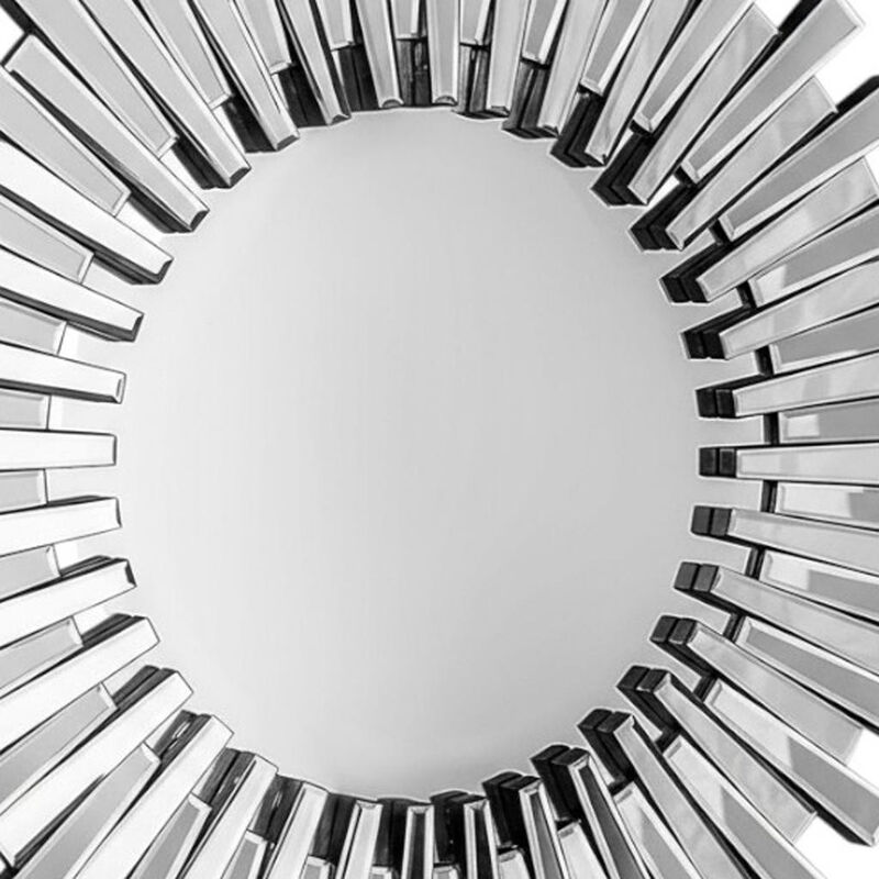 HomeRoots 18" Silver Glass Sunburst Framed Accent Mirror image number 3