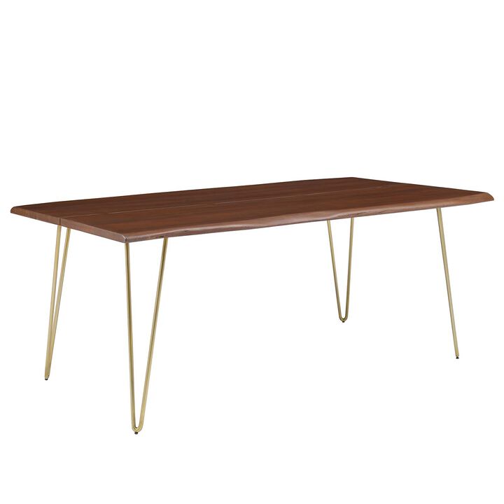 Modway - Ardor 74" Live Edge Acacia Wood Dining Table Gold Walnut
