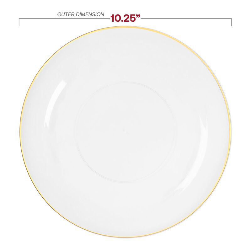 10.25" Clear with Gold Rim Organic Round Plastic Dinner Plates (120 Plates) image number 2