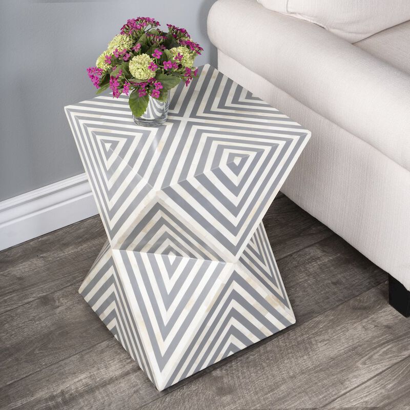 Butler Specialty Anais and Grey Bone Inlay Side Table, Gray and White image number 1